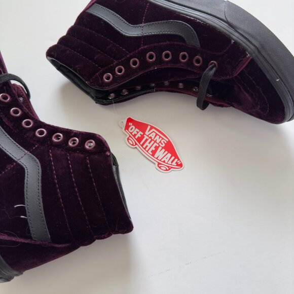 NWT Vans Sk8-hi Maroon/Burgundy Velvet Sneakers - Picture 5 of 9